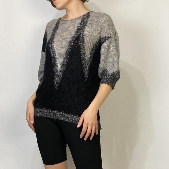 RELIGION Sweater SILVER TINSEL & GEOMETRIC Details! Medium - Picture 4 of 7